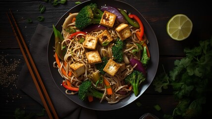 Stir-Fry Udon with Vegetables and Tofu