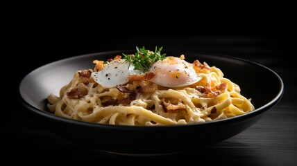 Udon Carbonara with Bacon and Egg