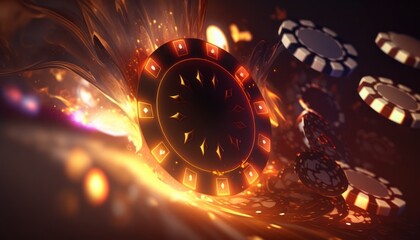 Casino background with colorful lights and flares generative ai