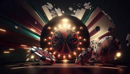 Casino background with colorful lights and flares generative ai