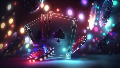 Casino background with colorful lights and flares generative ai