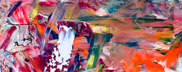 Color texture. Hand drawn oil painting on canvas. Abstract art background. Modern, contemporary art. Colorful canvas. Wall decor background	
