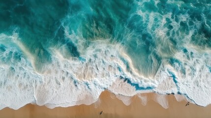 Ocean waves on sandy beach, generative AI