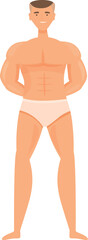 Strong gym man icon cartoon vector. Muscle arm. Body fiber