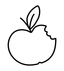 Apple hand drawn with thin line. Png clipart isolated on transparent background