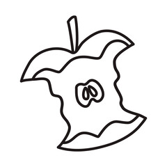 Apple stub hand drawn with thin line. Png clipart isolated on transparent background