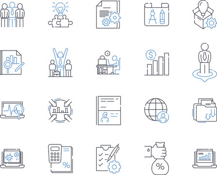 Statistical Analysis line icons collection. Regression, Variance, Standard deviation, Hypothesis, Probability, Correlation, Analysis vector and linear illustration. Data,Distribution,Confidence