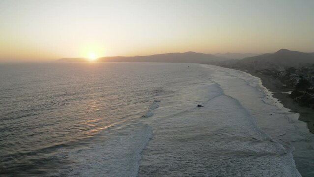 Aerial video of the houses on the shore, morro bay, california, USA