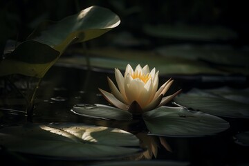 Pink Water Lily Serenity, AI Generated