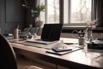 Fototapeta na wymiar office desk with laptop
