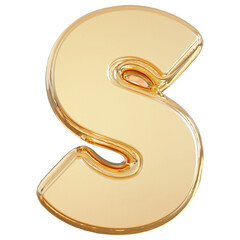 3d font letter S gold alphabet
