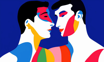 illustration gay couple kiss Generative AI