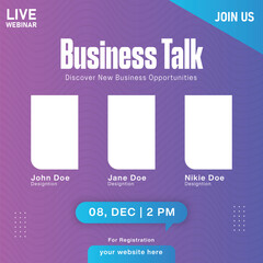 Live Webinar Social Media Post Template Design Vector
