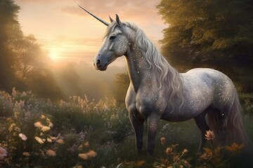 Obraz na płótnie Canvas Enchanted Fantasy Unicorn, AI Generated