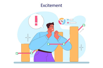 Cycle of investor emotions. Excitement of male character throughout