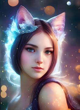 Enigmatic fairy catgirl, Generative AI