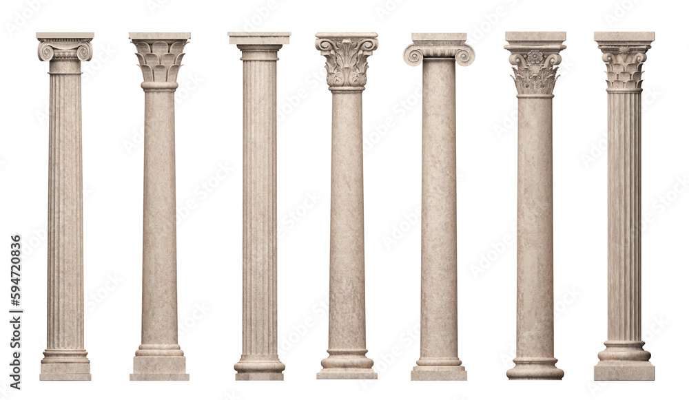 Wall mural Set of vintage classic marble columns pillars