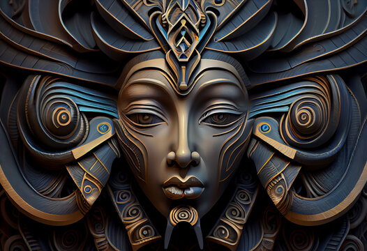 Beautiful abstract Egyptian God Nephthys background. Generative AI technology.	
