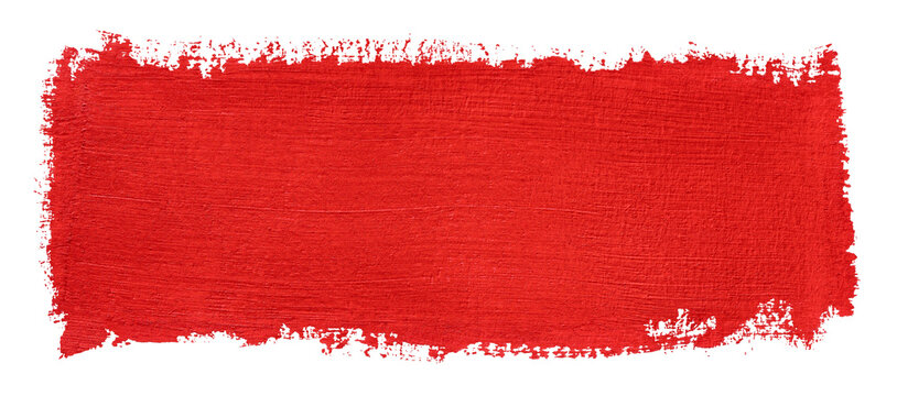 Red block stroke of paint isolated on transparent background