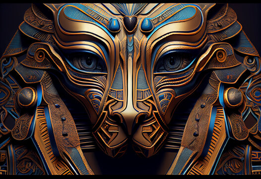 Beautiful abstract Egyptian God Tefnut background. Generative AI technology.	
