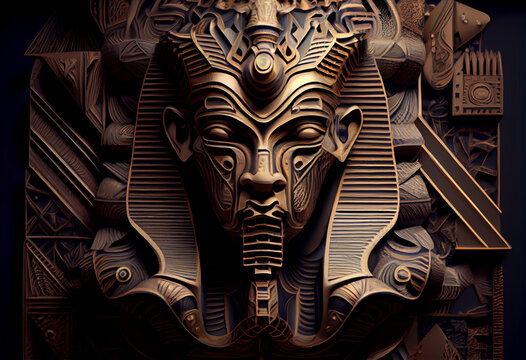 Beautiful abstract Egyptian God Thoth (Djehuty) background. Generative AI technology.	
