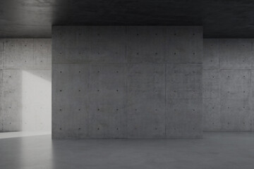 Empty concrete wall. 3d rendering of abstract interior space.