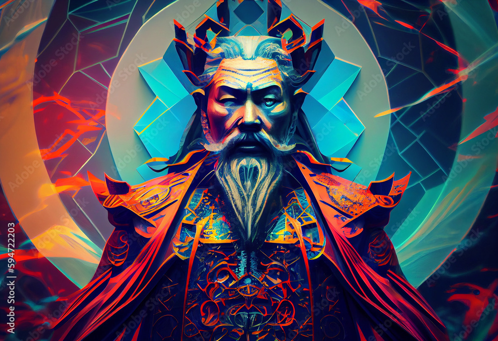 Aufkleber beautiful abstract hashirama - god-founder of the religion and the first emperor of japan. generativ