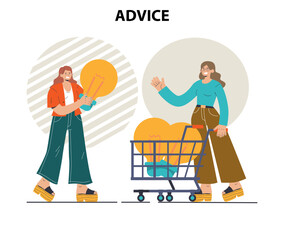 Advice concept set. Character or employee giving or taking a piece