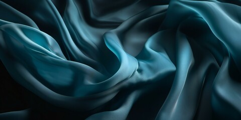 Obraz premium Blue silk fabric background. Smooth elegant blue silk or satin luxury cloth texture. Abstract blue background with layers of silk folded drapery, fashion wallpaper with levitating cloth. Generative AI