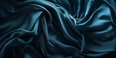 Obraz premium Blue silk fabric background. Smooth elegant blue silk or satin luxury cloth texture. Abstract blue background with layers of silk folded drapery, fashion wallpaper with levitating cloth. Generative AI