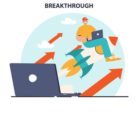 Breakthrough concept. Courage and motivation to break the obstacle