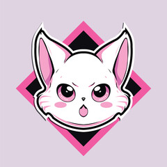 Cat portrait Draw Mascot logo