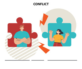 Conflict concept. Controversy or disagreement between people