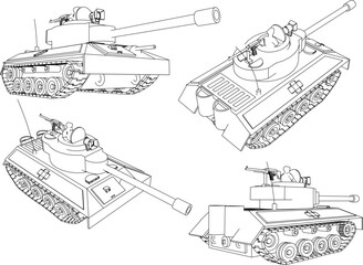 War battle tank illustration vector sketch