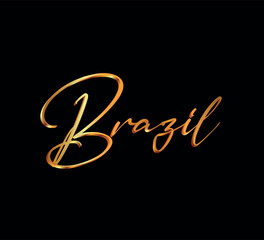 decorative 3d gold brazil text on black background