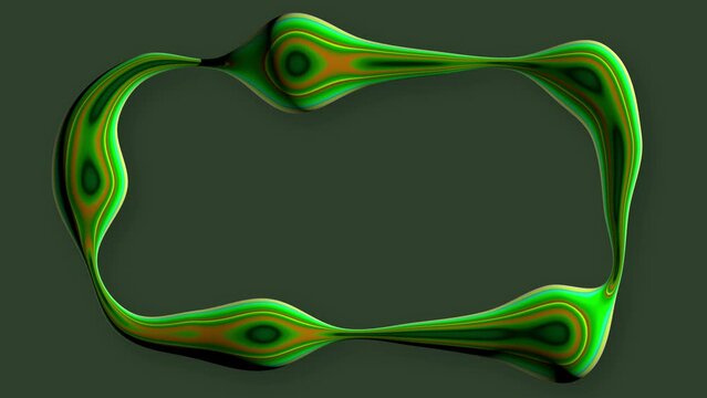 Green liquid organic frame with endless circular motion. 3D Animation