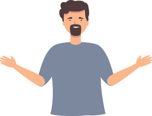 Man happy smiling icon cartoon vector. People talk. Welcome talk