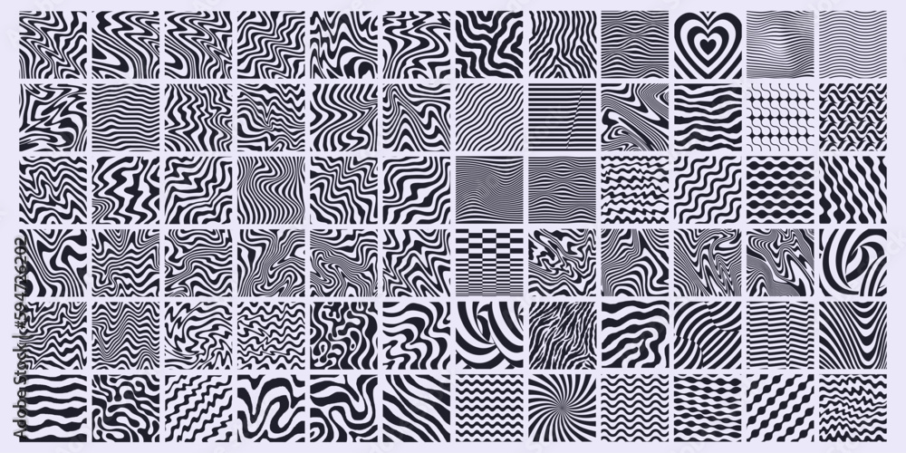 Poster collection of geometric patterns. set of abstract modern textures. optical illusion backgrounds.