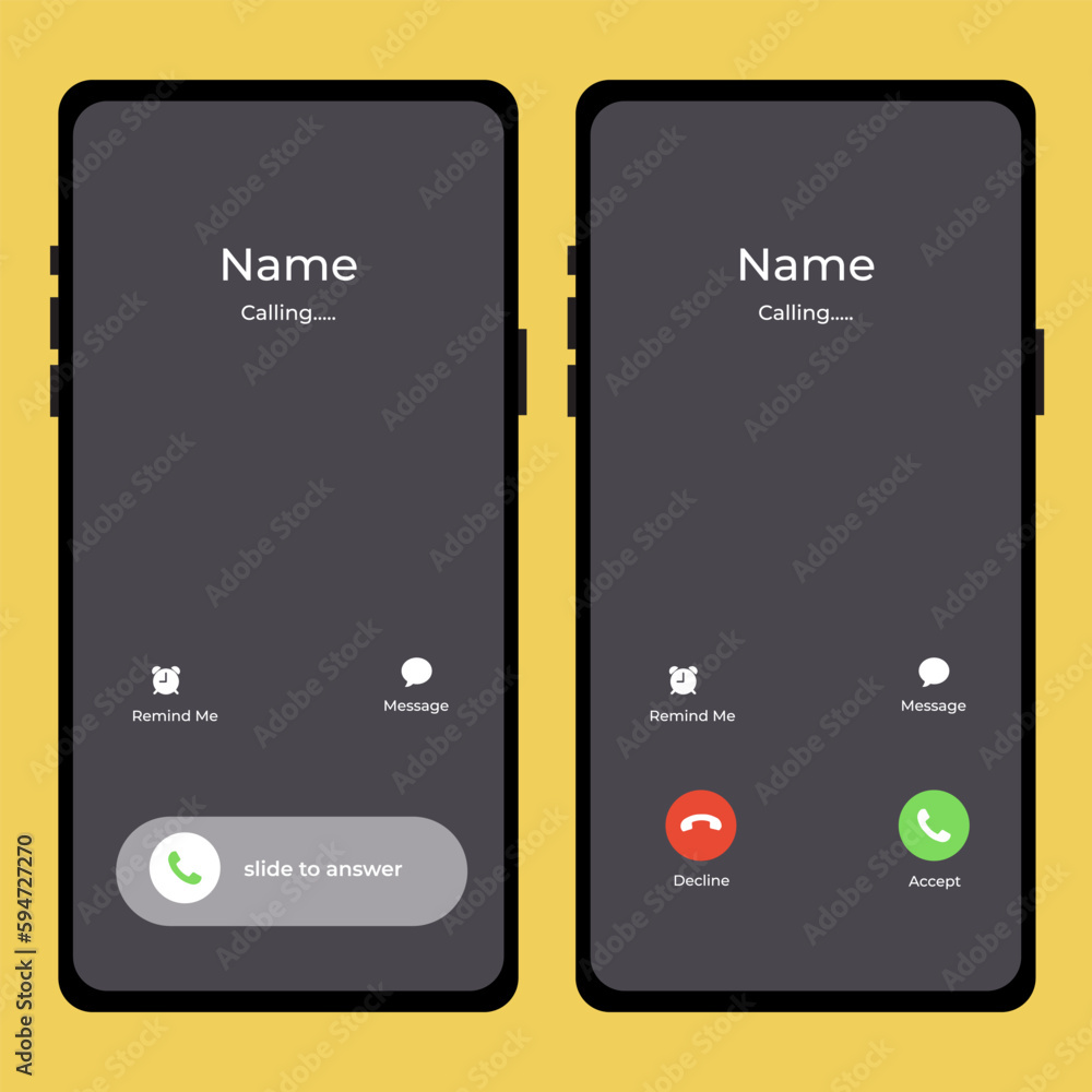 Fototapete iphone call screen concept ui. incoming call screen template. smartphone. android. phone. ui. ux. us