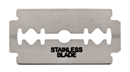 Blade from a straight razor on a white background. Sharp blade isolate