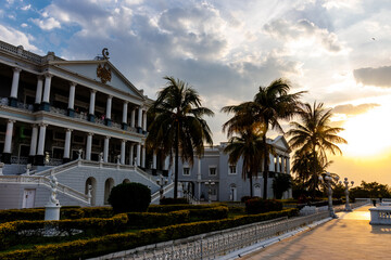 Fototapeta na wymiar Exterior of the Falaknuma palace in Hyderabad, Telangana, India, Asia