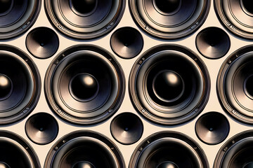 Retro audio speakers background. Generative AI - 594728424