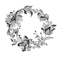 Floral frame. Lace vector illustration.