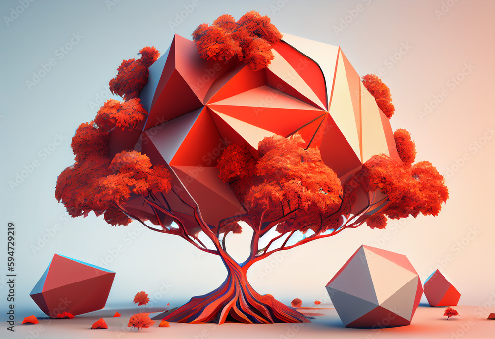 Aufkleber beautiful abstract surreal tree. generative ai technology.