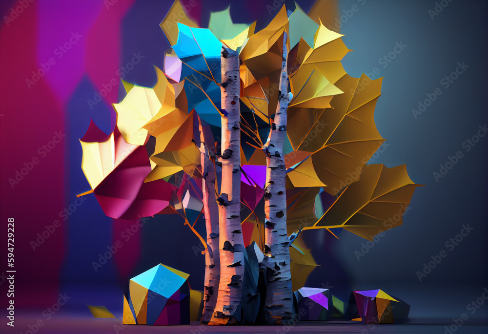 Poster Beautiful abstract surreal tree. Generative AI technology.	
