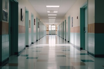 Fototapeta premium Photo of an empty hallway in school