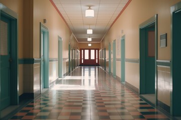 Photo of an empty hallway in school
