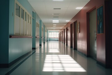 Fototapeta premium Photo of an empty hallway in school
