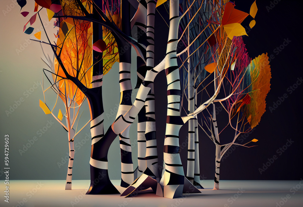 Poster beautiful abstract surreal tree. generative ai technology.