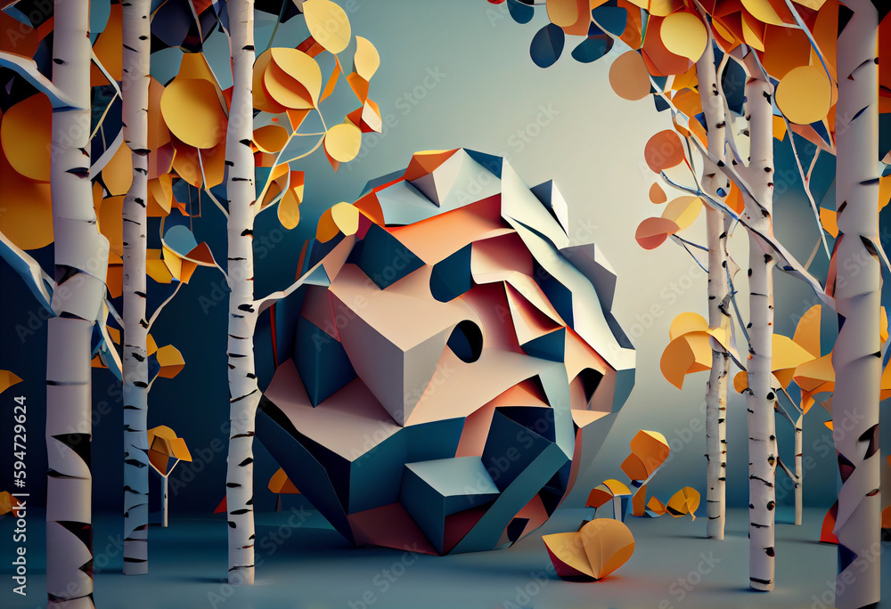 Poster Beautiful abstract surreal tree. Generative AI technology.	
